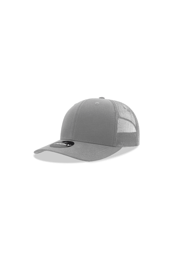 5019 Youth 6 Panel Mid Profile Structured Cotton Trucker Hat-Grey