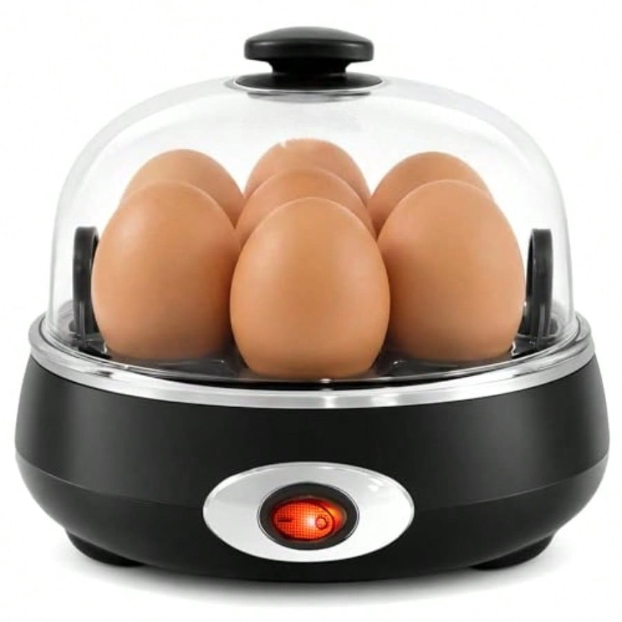 Rapid Egg Cooker 7 Easy-To-Peel Hard Medium Soft Boiled Eggs Poacher Omelet Maker Auto Shut-Off Alarm 16-Recipe Booklet Charcoal Grey