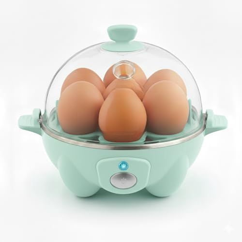 Rapid Egg Cooker - Boiler, Poacher & Steamer - Includes Measuring & Recipe Guide - Dishwasher Safe - BPA Free - Holds 7 Eggs, Aqua
