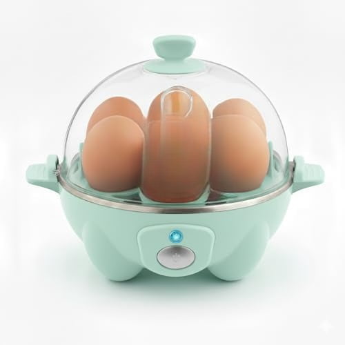 Rapid Egg Cooker - Boiler, Poacher & Steamer - Includes Measuring & Recipe Guide - Dishwasher Safe - BPA Free - Holds 7 Eggs, Aqua