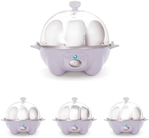 Rapid Egg Cooker - Boiler,Poacher & Steamer - Includes Measuring & Recipe Guide - Dishwasher Safe - BPA Free - Holds 7 Eggs,Lavender,(Pack of 4)