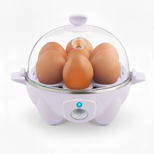 Rapid Egg Cooker - Boiler, Poacher & Steamer - Includes Measuring & Recipe Guide - Dishwasher Safe - BPA Free - Holds 7 Eggs, Lavender