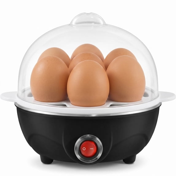 Rapid Egg Cooker, Egg Boiler for Hard Boiled Eggs Poacher Easy-To-Peel, Hard, Medium, Soft Boiled Eggs Automatic Shut Off Kitchens Appliances- Holds 7 Eggs