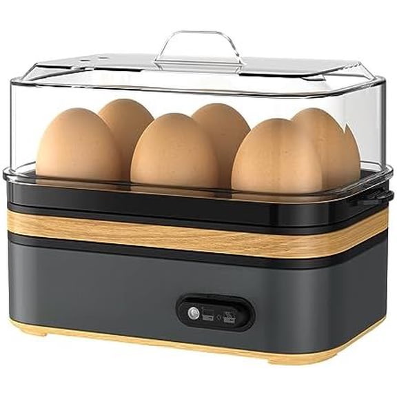Rapid Egg Cooker Electric 6 Eggs Capacity, Soft, Medium, Hard Boiled, Poacher, Omelet Maker Egg Poacher With Auto Shut-Off, BPA Free Black