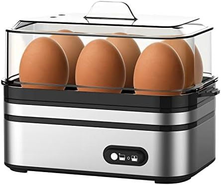 Rapid Egg Cooker Electric 6 Eggs Capacity, Soft, Medium, Hard Boiled, Poacher, Omelet Maker Egg Poacher With Auto Shut-Off, BPA Free Silver