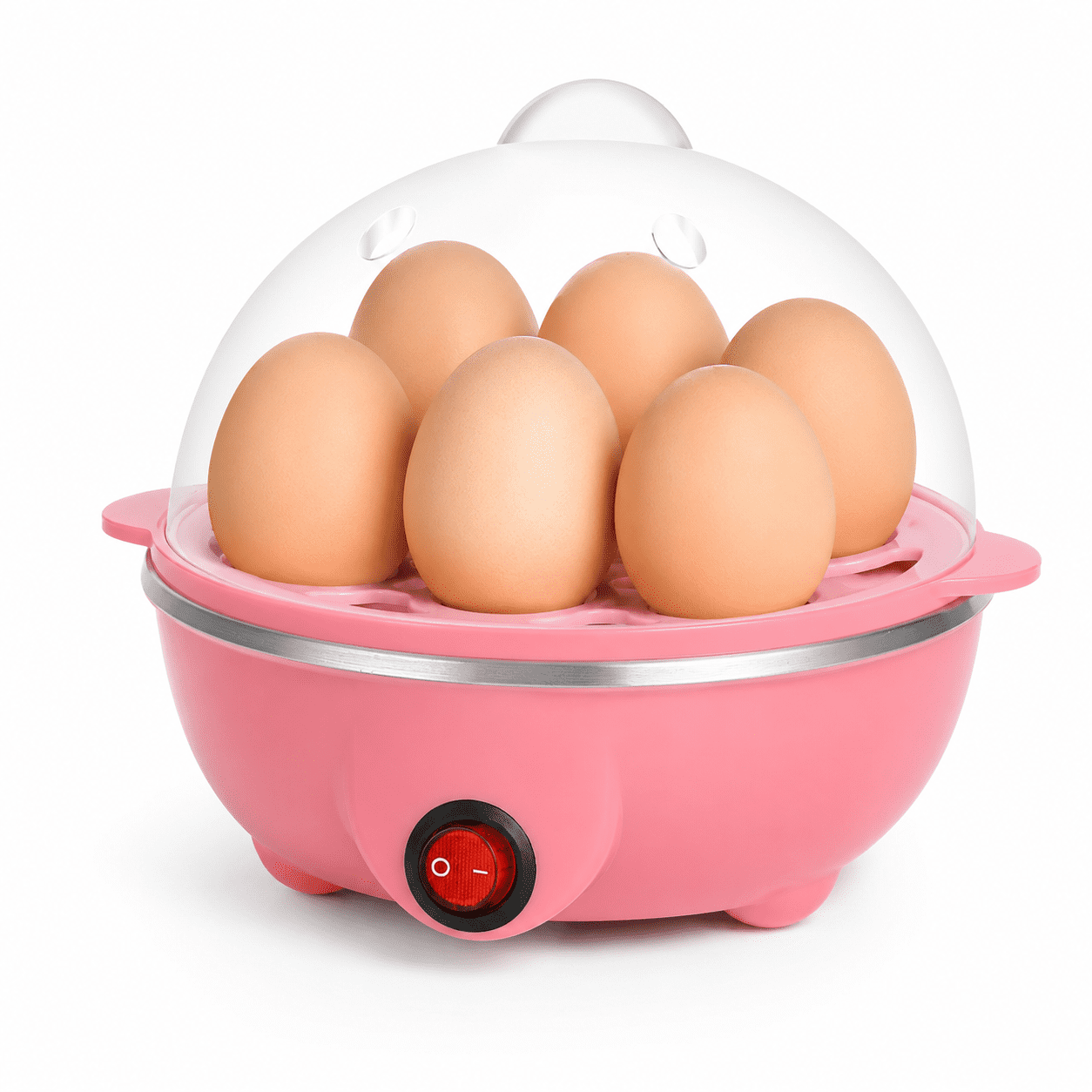 Rapid Egg Cooker Electric for Hard Boiled,Poached,Scrambled Eggs,Omelets,Steamed Vegetables,Seafood,Dumplings,7 capacity,with Auto Shut Off Feature,Pink
