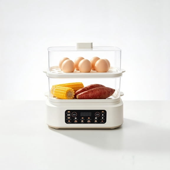 Rapid Electric Egg Cooker (20-Egg Capacity), 16-in-1 Double Layer Steamer for Hard Boiled, Poached, Omelets,Timer, Auto Shut-Off,