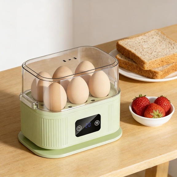 Rapid Electric Egg Cooker, 6-Egg Capacity Digital Egg Boiler With Auto Shut-Off, Multi-Functional Egg Steamer For Breakfast Meal Prep Green1-18.8X15X13Cm