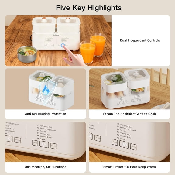 Rapid Electric Egg Cooker for Hard Boiled Eggs,Egg Boiler with Timer(0.5-9.5H), Auto Shut-Off/2 Tiers, 16 Eggs Capacity,Egg Steamer Soft/Hard/Poached