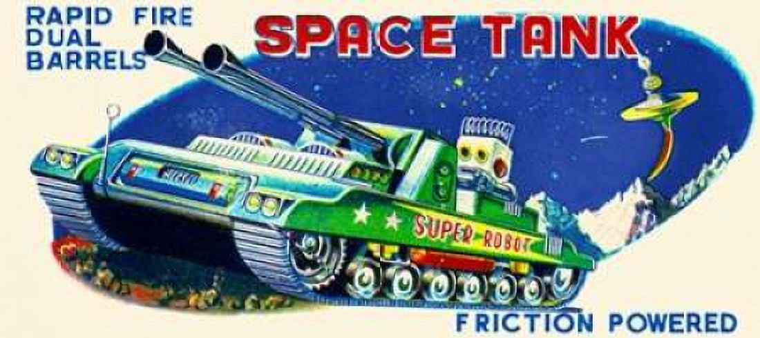 Rapid Fire Dual Barrell Space Tank Canvas Art - Retrobot (10 x 20)