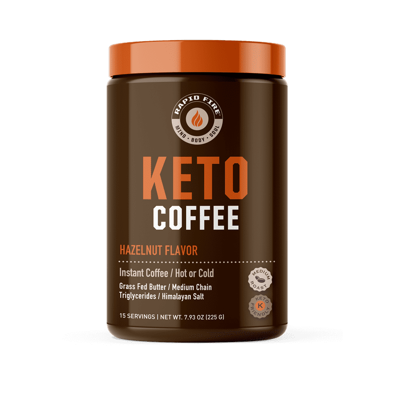 Rapid Fire Hazenlut Keto Instant Coffee Mix, 7.93 oz Canister