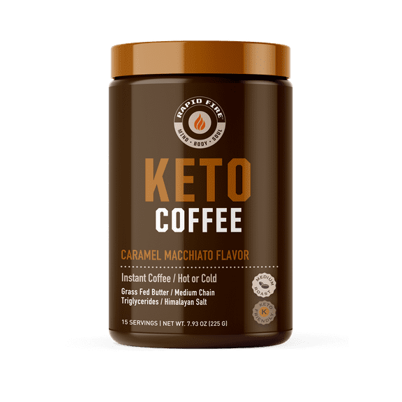 Rapid Fire Keto Coffee (7.93 oz) Flavor: Caramel Macchiato, Instant Medium Roast