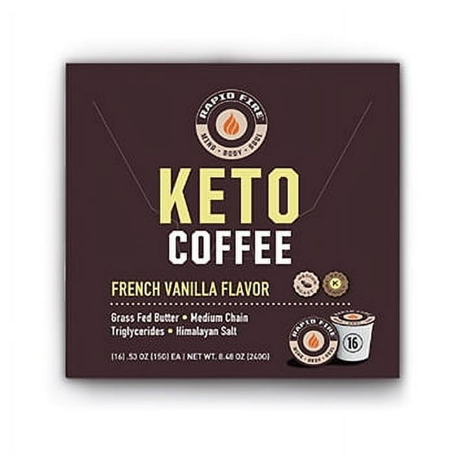 Rapid Fire Ketogenic Coffee Pods, French Vanilla Flavor, 8.48 oz., 16