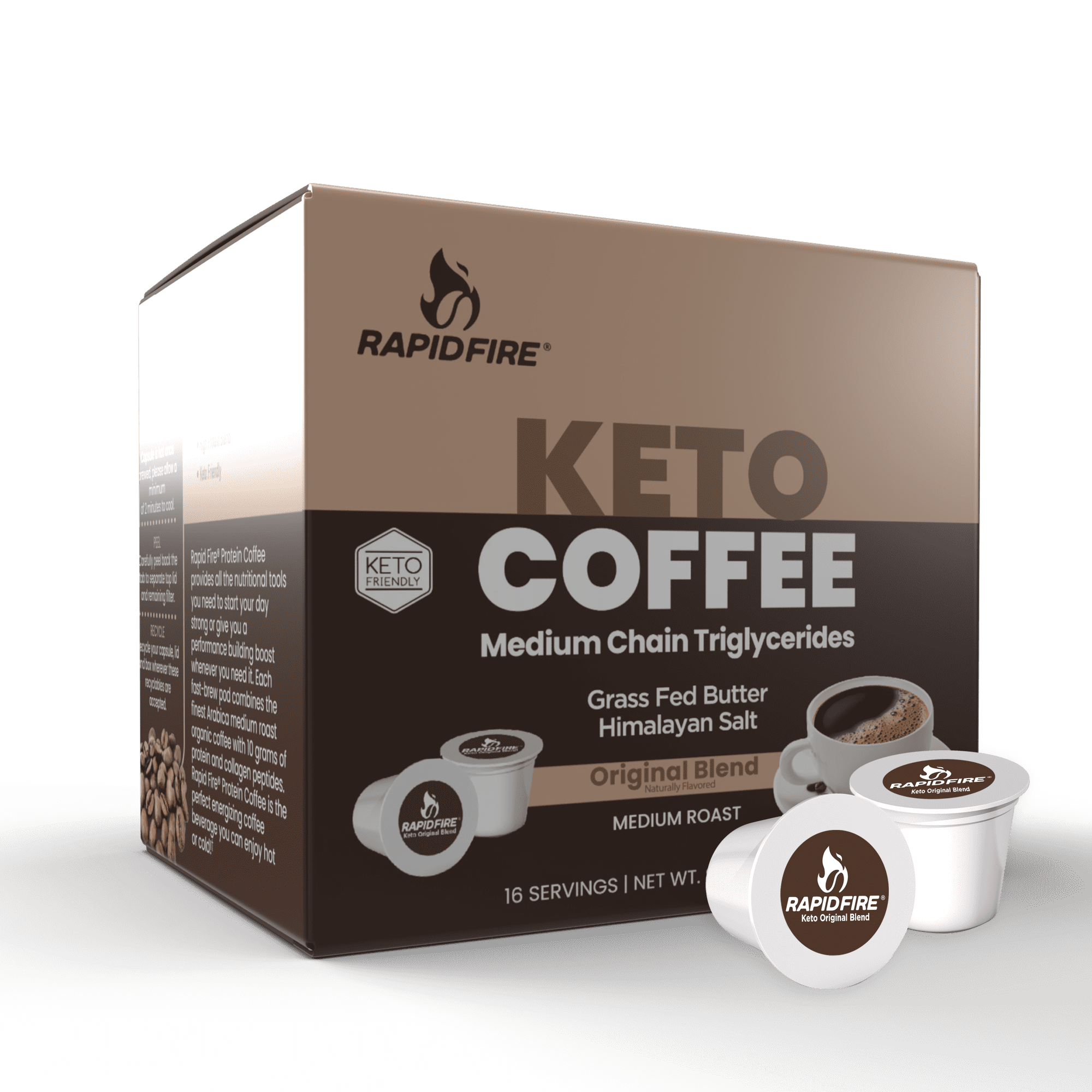 Rapid Fire Ketogenic Coffee Pods, Original Flavor, 8.48 oz., 16 Pods