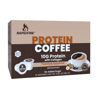 Rapid Fire Protein Hazelnut Coffee Pods, 12 Count
