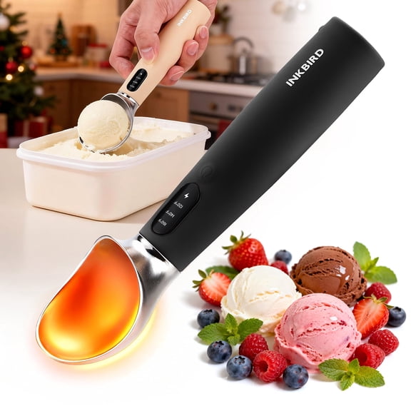 Effortless Heated Ice Cream Scoop, Rapid Heating 3-Level Temperature Control ,Food Grade Stainless Steel - Perfect for Seniors, Kids and Women ,Waterproof , black