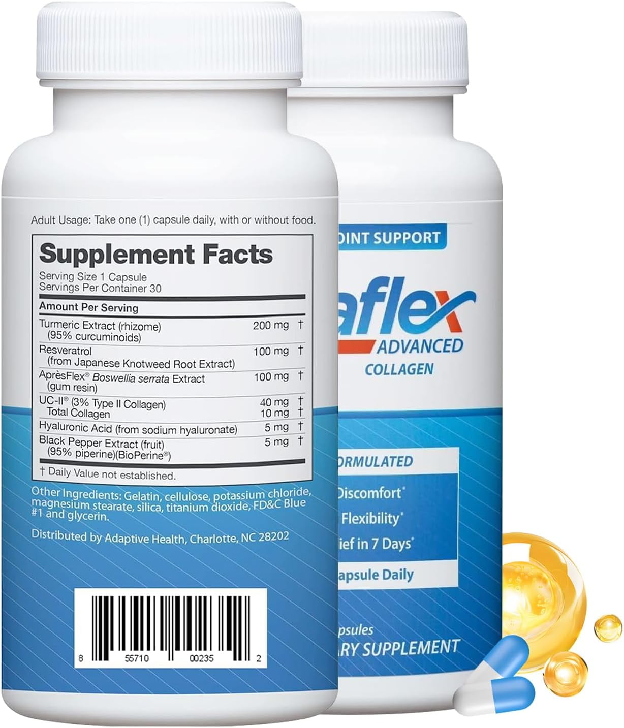 Rapid Insta Advanced Joint Support Supplement, 30 Count  Natural Formula with Turmeric, Resveratrol & Boswellia Serrata for Joint Health, Mobility & Flexibility