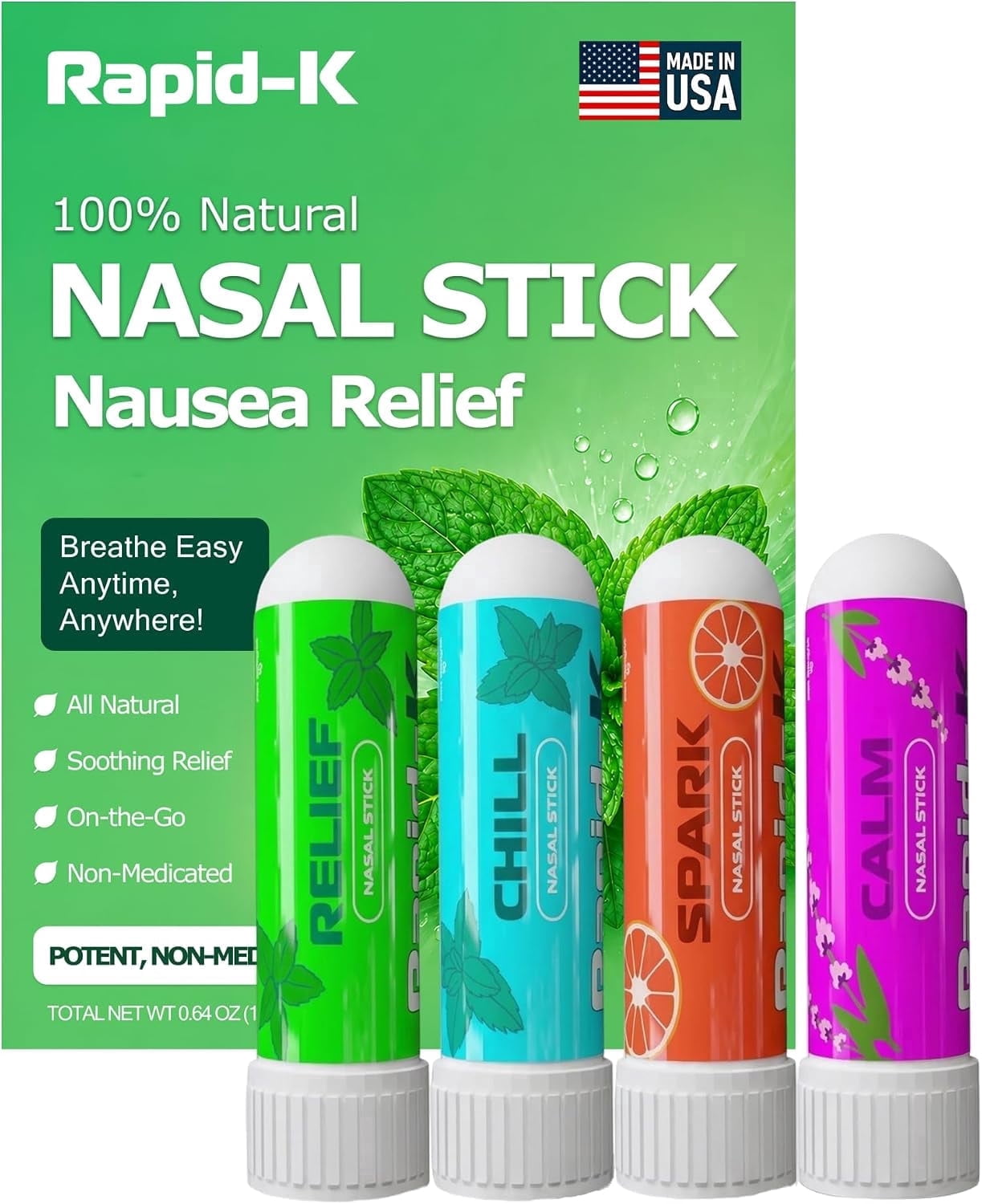 Rapid-K Menthol Nasal Stick, Aromatherapy Essential Oil Inhaler ...