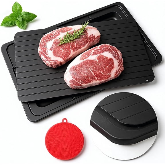 Rapid Meat Defrosting Tray Fast Thawing Board & Non-Stick Defroster Plate Large Size Thick Thaw Plate Non-Stick Easy Clean Thawing Board for Steak Chicken Fish Large Defroster Plates