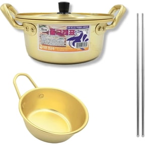 Rapid Noodle Cooker Ramen Noodles Pot 6.3-inch Korean Traditional Wine Bowl 4.3-inch Stainless Chopsticks 1 pair Pack of 3 Made in Korea