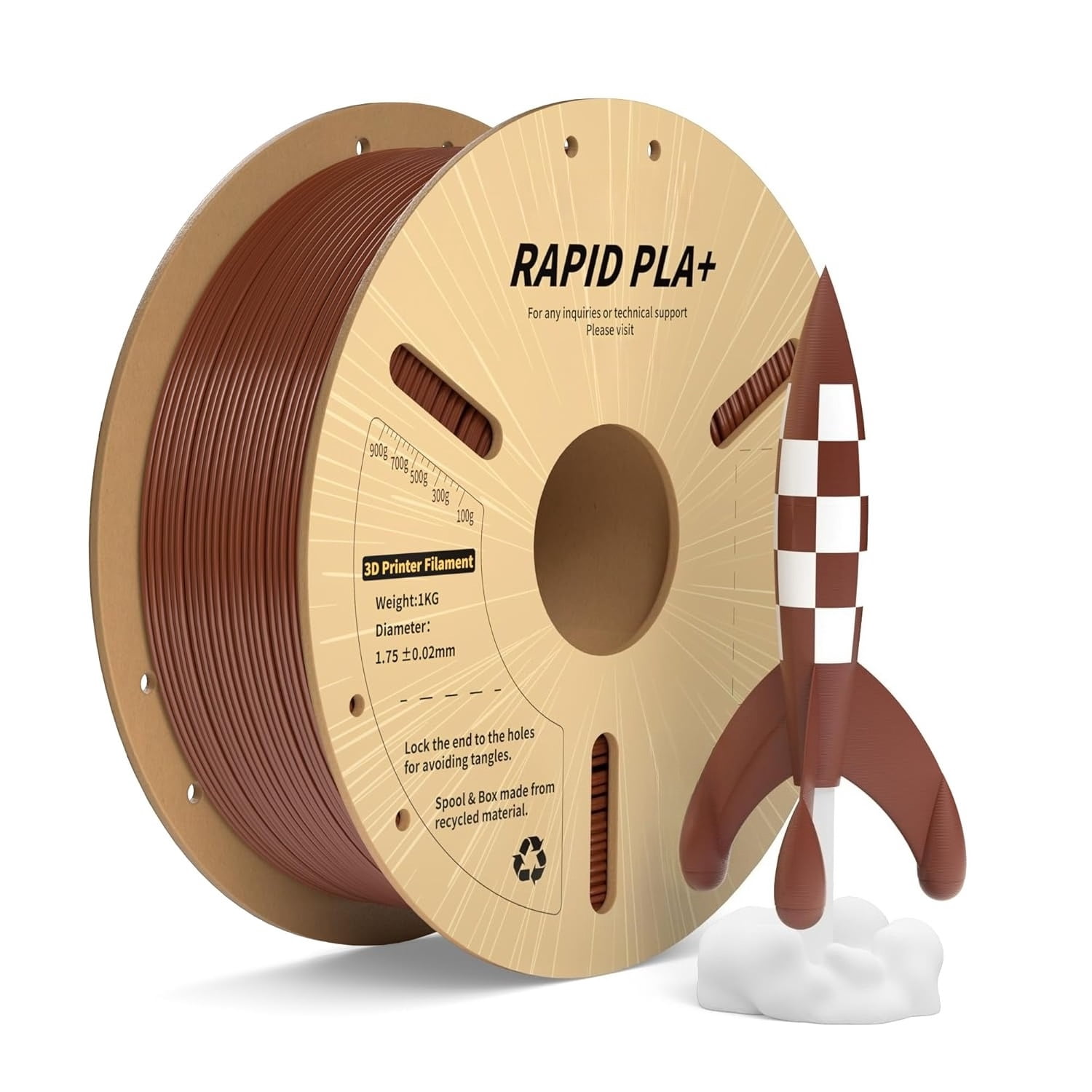 Rapid PLA+ 3D Printer Filament 1.75mm, 2-Pack 1KG Spools (2KG Total) Black & White, High Speed Printing up to 600mm/s, Enhanced Strength, Dimensional Accuracy +/- 0.02mm
