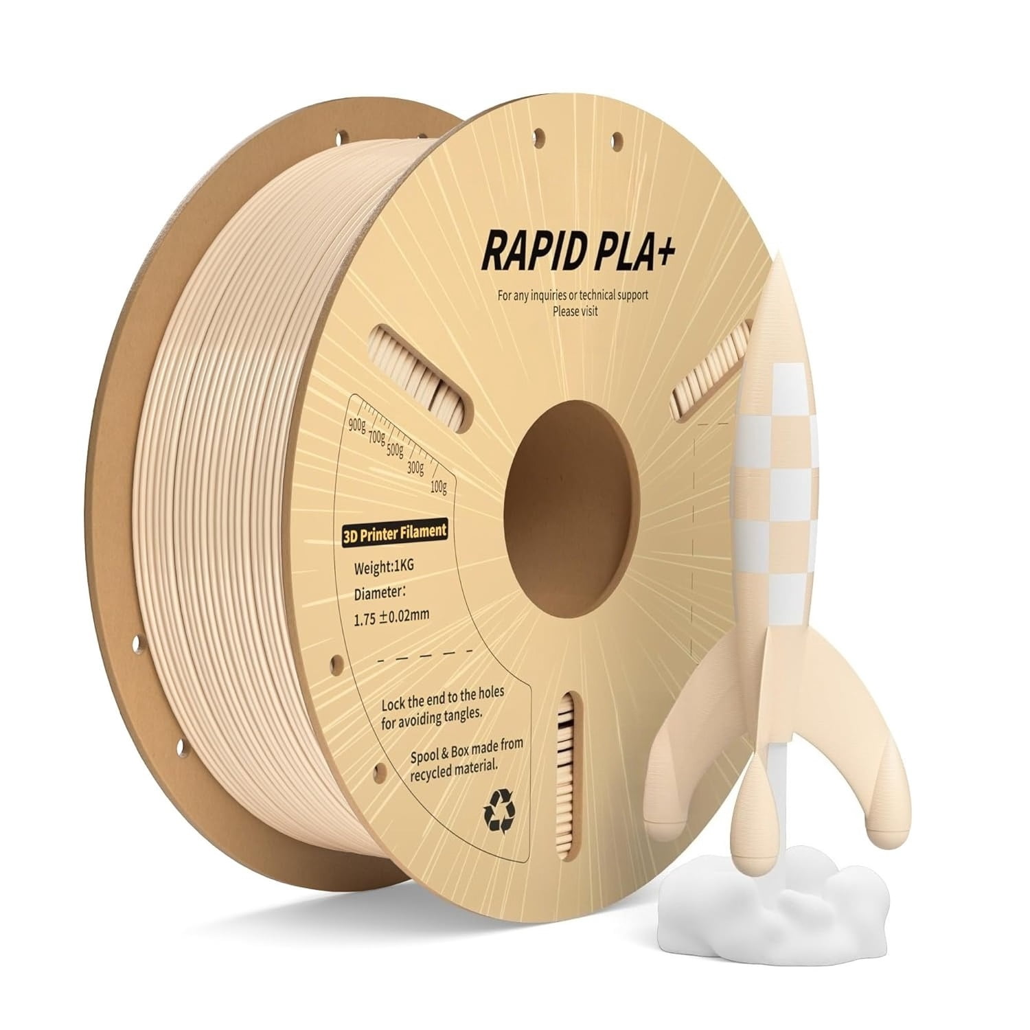 Rapid PLA+ 3D Printer Filament 1.75mm, 2-Pack 1KG Spools (2KG Total) Black & White, High Speed Printing up to 600mm/s, Enhanced Strength, Dimensional Accuracy +/- 0.02mm