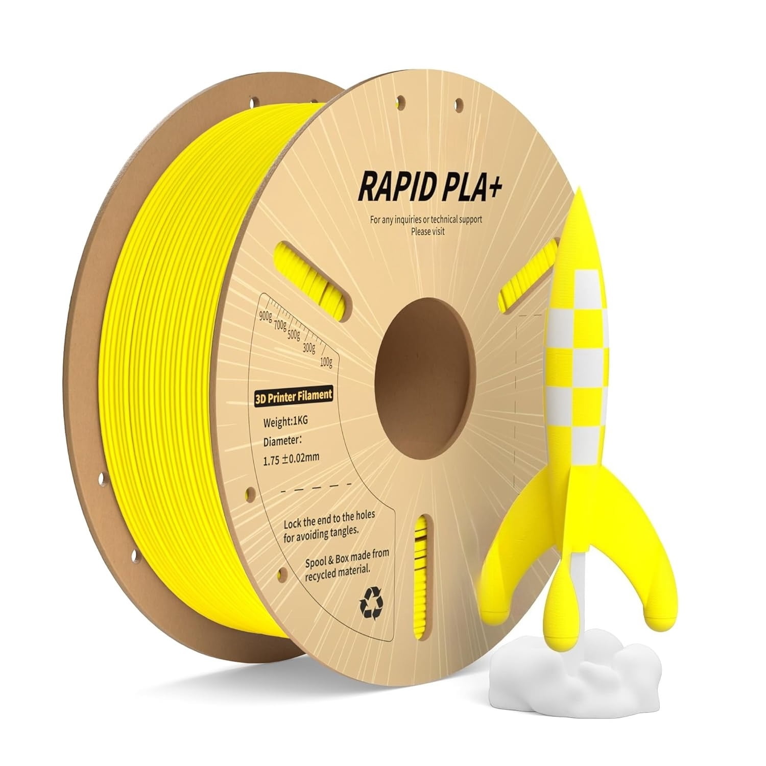Rapid PLA+ 3D Printer Filament 1.75mm, 2-Pack 1KG Spools (2KG Total) Black & White, High Speed Printing up to 600mm/s, Enhanced Strength, Dimensional Accuracy +/- 0.02mm