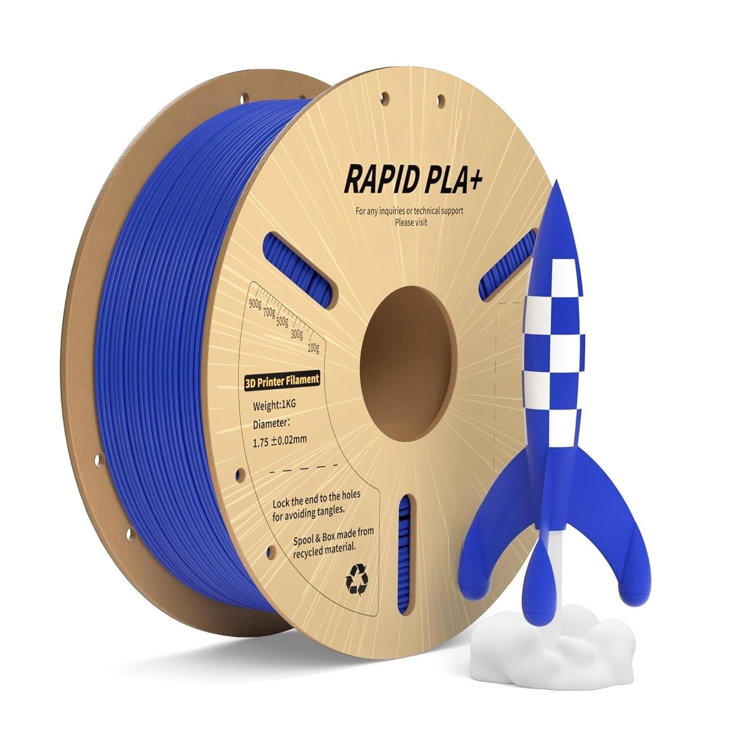 Rapid PLA+ 3D Printer Filament 1.75mm, 2-Pack 1KG Spools (2KG Total) Black & White, High Speed Printing up to 600mm/s, Enhanced Strength, Dimensional Accuracy +/- 0.02mm