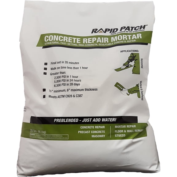 Rapid Patch 129460 Compact Design Mortar Mix Gray 20 lbs Bag
