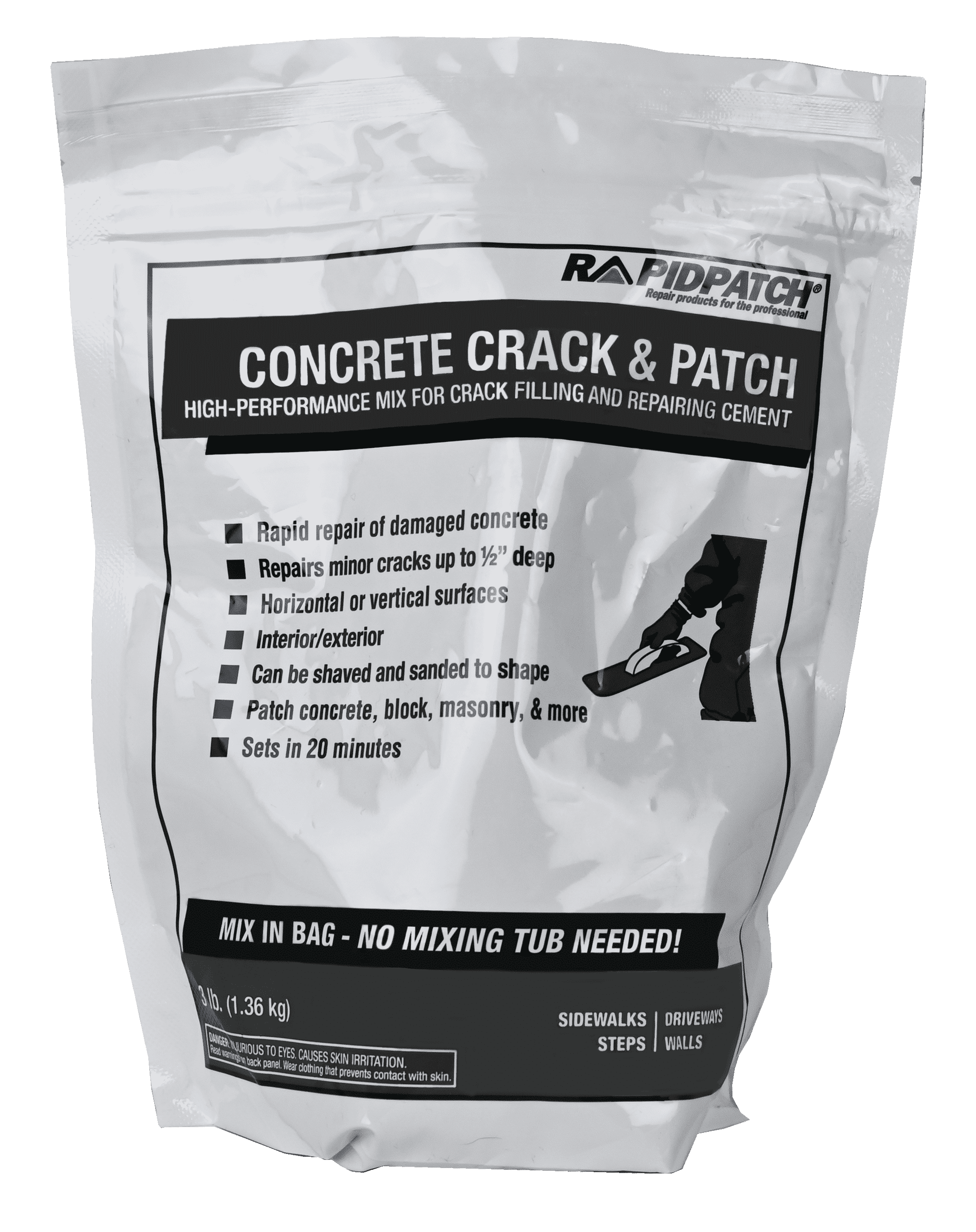 Rapid Patch Concrete Crack and Patch Repair, 3 Pound Bag - Walmart.com