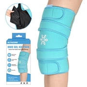 HLTHZONE Reusable Knee Ice Pack Wrap, 360°Compression Hot Cold Gel Knee Brace for Pain Relief, Adjustable Full Coverage Ice Wrap for Knee Injuries, Swelling, 1 Pack Blue