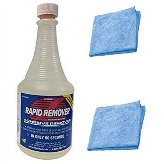Rapid Remover Remover 32 oz. Bottle with Sprayer & Two Free Microfiber Towels Adhesive Remover for Vinyl Wraps Graphics Decals Stripes