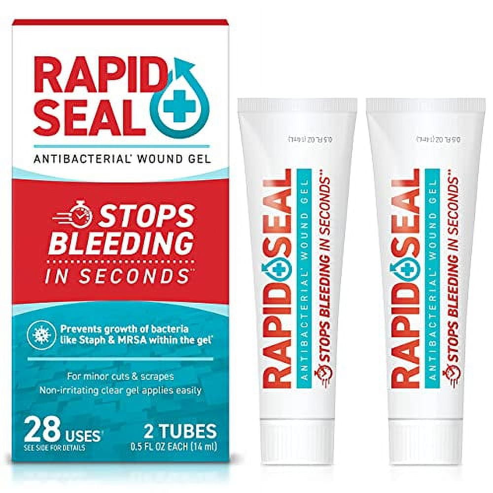 RapidSeal Antibacterial Wound Gel (2 Count) Stops Bleeding in
