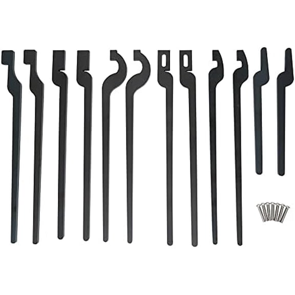 Rapid Tongs Bundle Set - 6 Types of DIY Blacksmith Tongs - 12 Pieces - Stainless Steel Rivet - 36x4.7x0.8cm - Black - Steel$$Home Decor, Kitchen, & Other