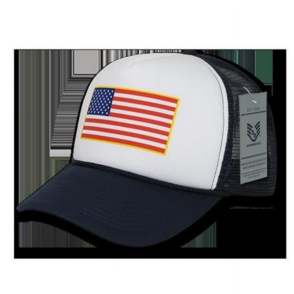 rapdom usa flag graphic foam trucker mens cap [navy blue - adjustable]