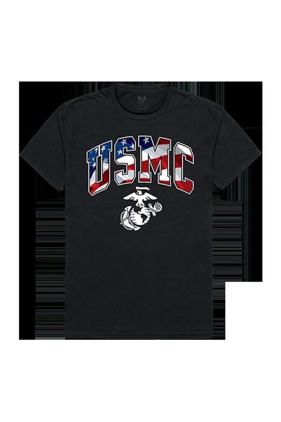 RapidDominance Marines Flag Letter Tee, Black - Medium