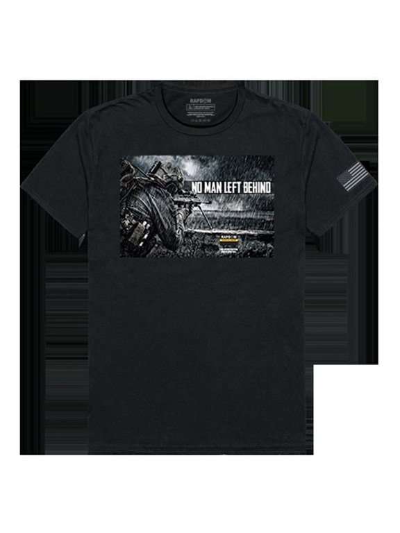 RapidDominance No Men Left Behind Tactical Graphics Tee, Black - Large