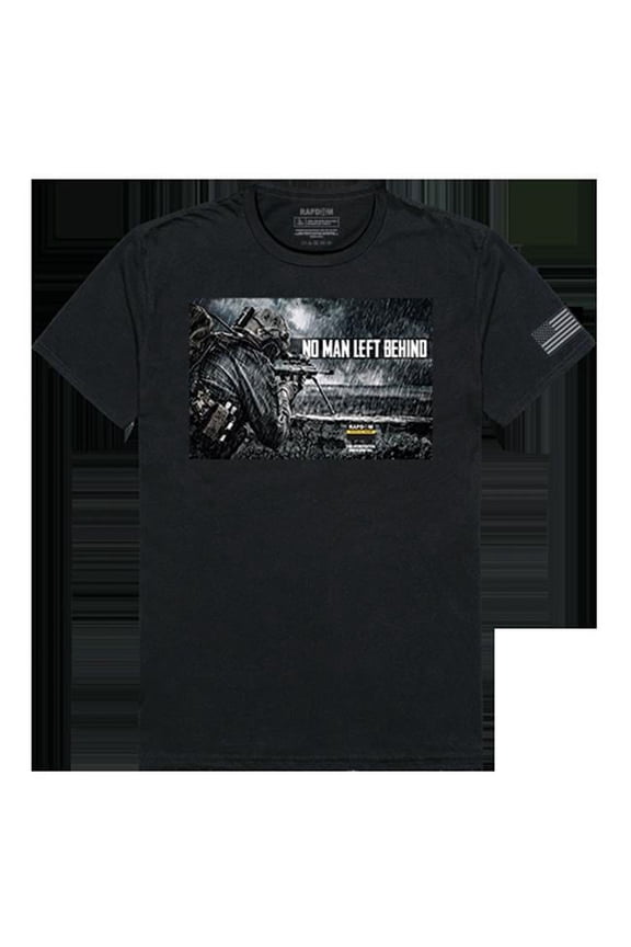 RapidDominance No Men Left Behind Tactical Graphics Tee, Black - Large