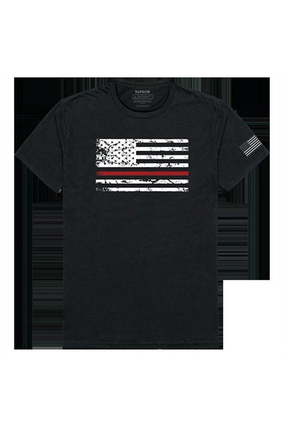 RapidDominance Thin Red Line Flag Tactical Graphics Tee, Black - Medium
