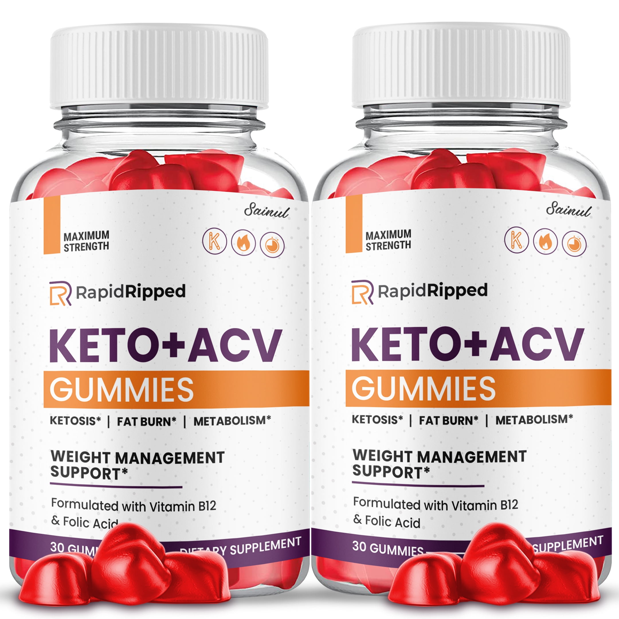 RapidRipped Keto ACV Gummies, Maximum Strength, Apple Cider Vinegar, 2 ...