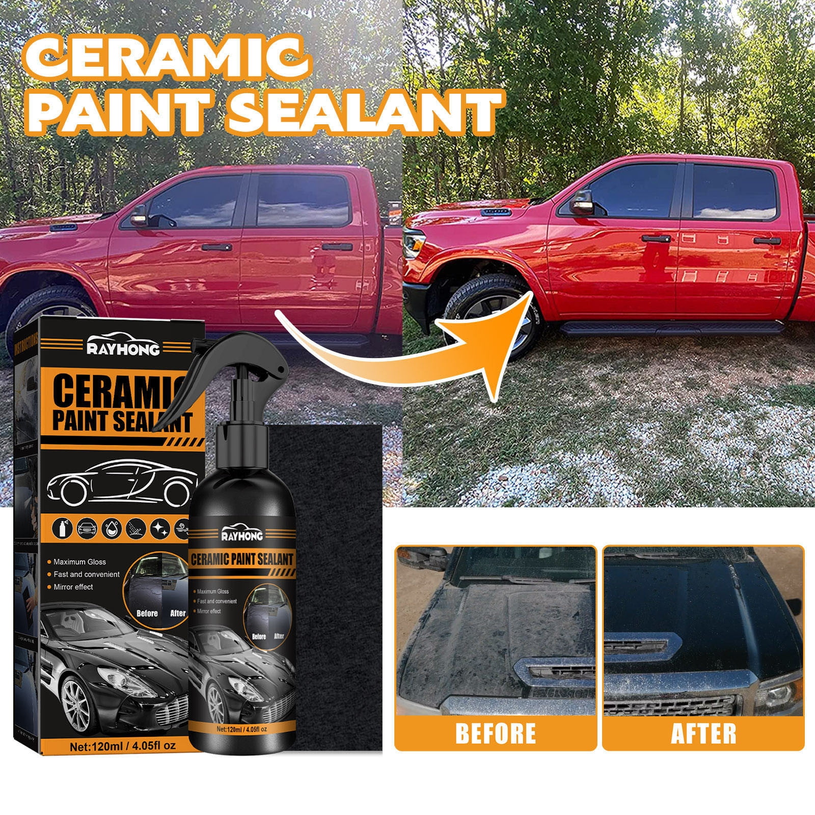 Rapidceramic Coating for Cars Nanoceramic Paint Sealant Polish Spray
