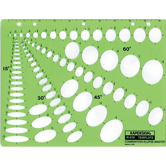 Rapidesign Combination Ellipse Master Template, 1 Each