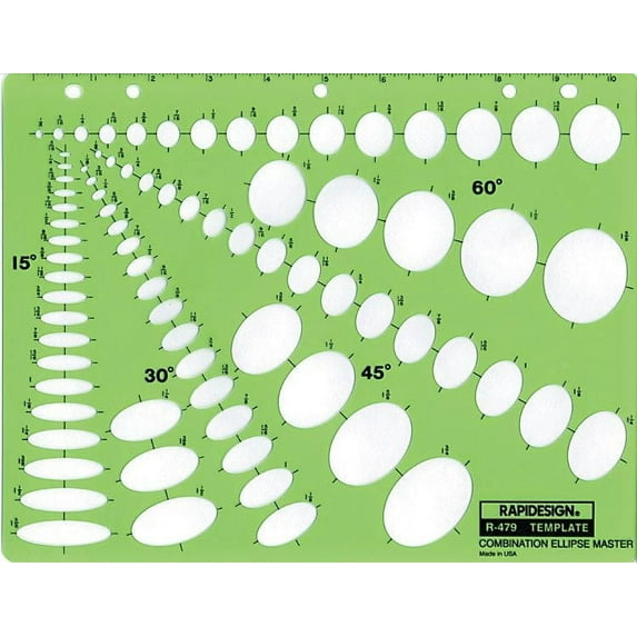 Rapidesign Combination Ellipse Master Template, 1 Each