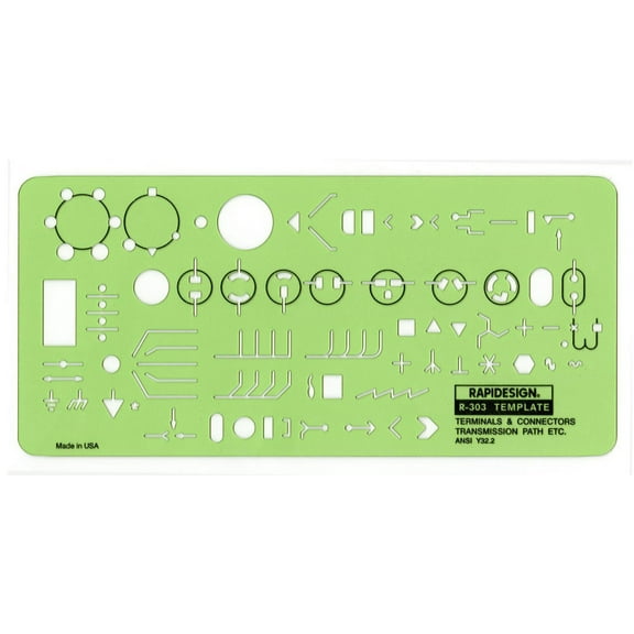 Rapidesign Electrical Terminals, Connectors and Transmission Path Template, 1 Each (R303)