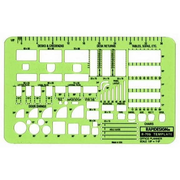 Rapidesign Office Planner Template, 1 Each - 1/8" Scale