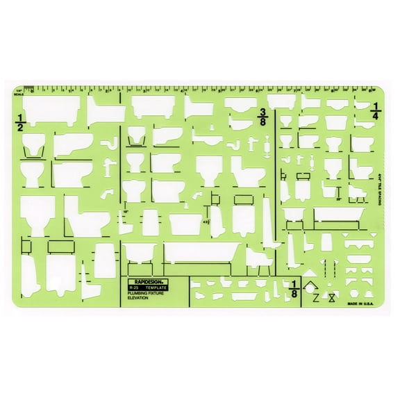 Rapidesign Plumbing Fixtures-Elevation Template, 1 Each