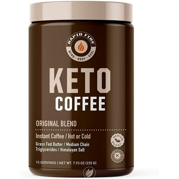 Rapidfire Ketogenic Fair Trade Instant Keto Coffee Mix Supports Energy Metabolism Weight Loss Ketogenic Diet Canister 15 servings, Original, 7.93 Ounce , Pack of 2