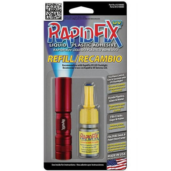 Rapidfix RFX6121860ES UV Liquid Plastic Adhesive 10 ml. Single Pack Refill