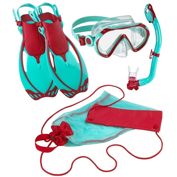 Rapido Boutique Collection Kids Mask Fin Snorkel Set, Tempered Glass Lens Snorkel Mask, Snorkeling Fin, Dry Snorkel Set, Great for Snorkeling Swim Set