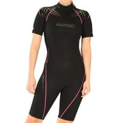 Rapido Boutique Collection Womens Equator Superior Flex Stretch Neoprene Wetsuit Shorty Scuba Snorkeling Surf Suit, BK-Pink - 08